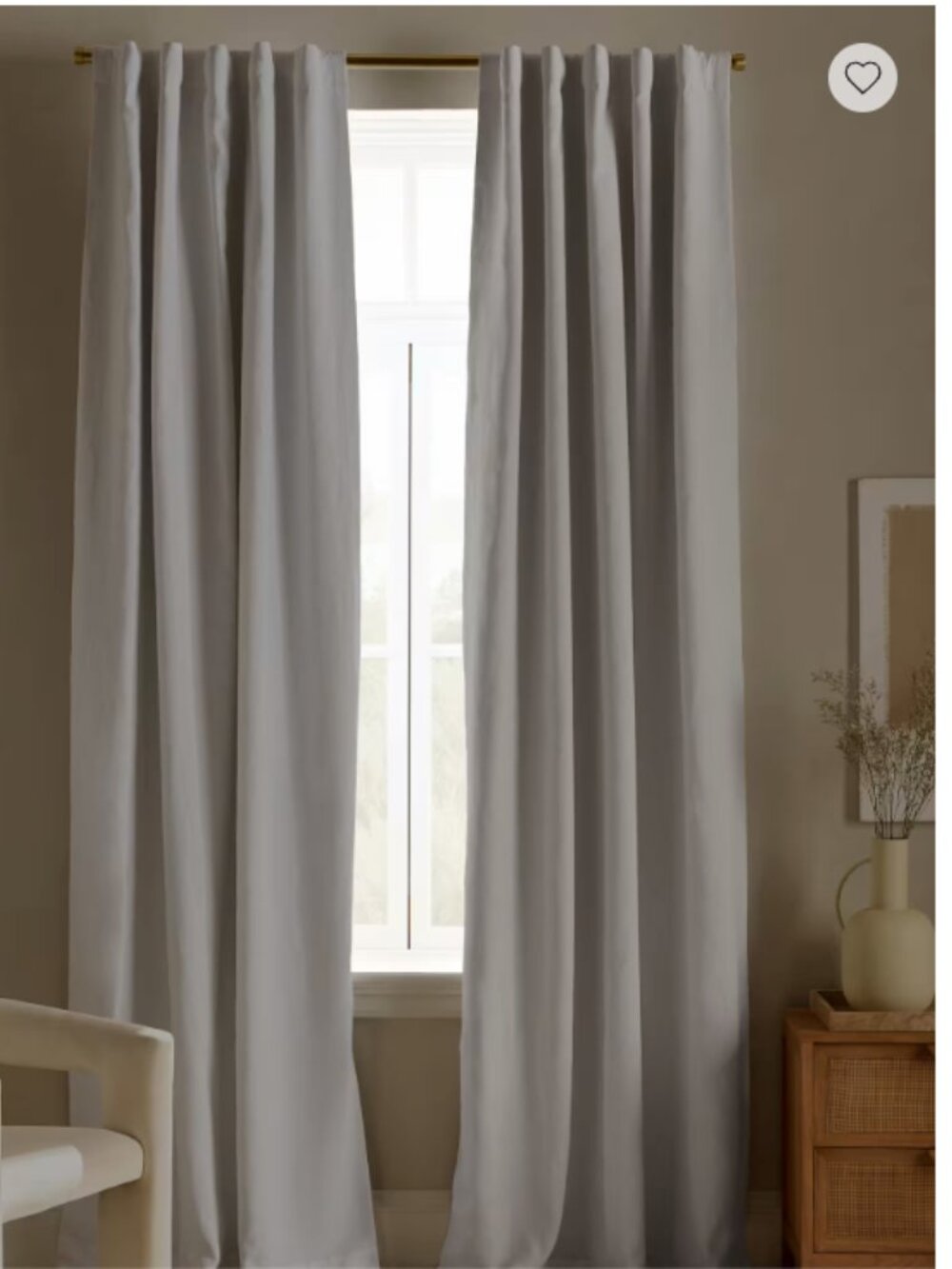 NWT Quince White European Linen Blackout Curtain Panel 96x108 (58)